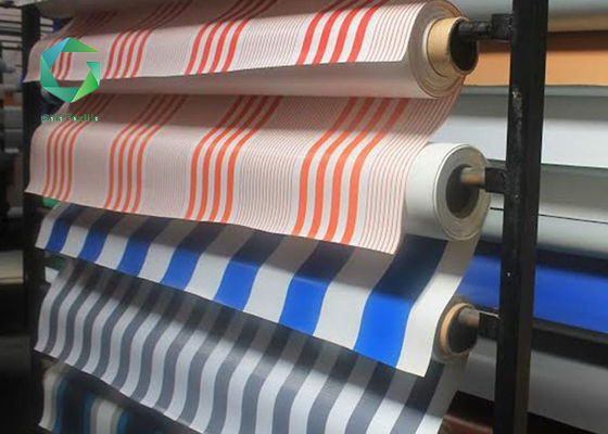 1000d Stripes Vinyl PVC Awning Anti UV Fabric Tear Resistance 20x20 Density