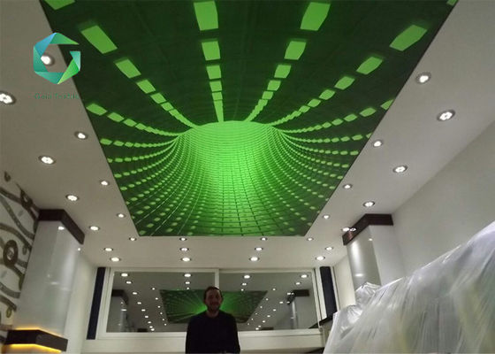 Colorful Polyester Printable Stretch Ceiling PVC 1400N Tensile Strength
